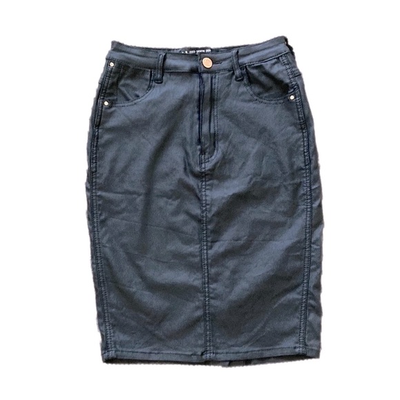 USED DENIM DEPT black stretch pencil Skirt Size 12 girls/ size 8 women - Picture 2 of 9
